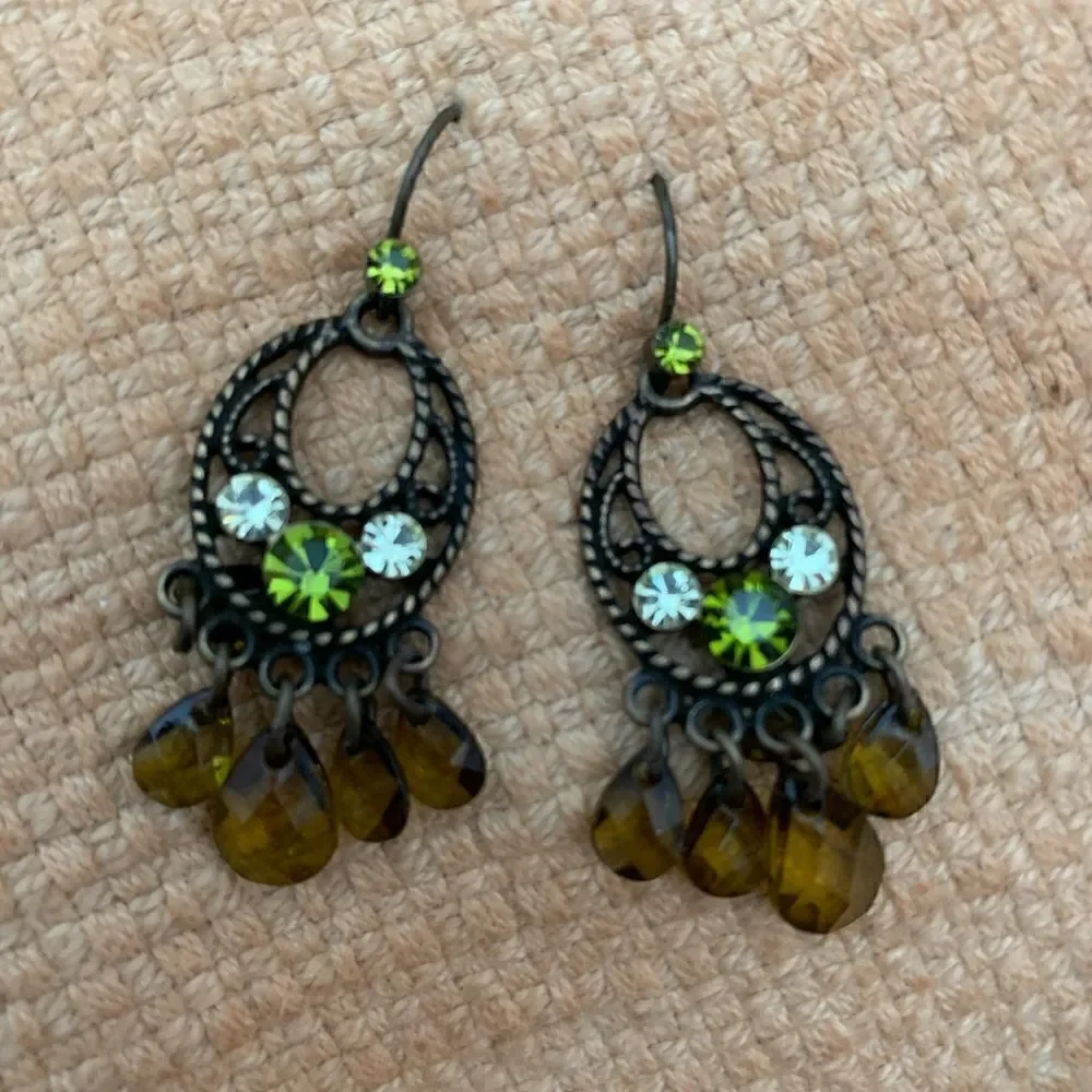 Greenish Vintage Style Chandelier Earrings